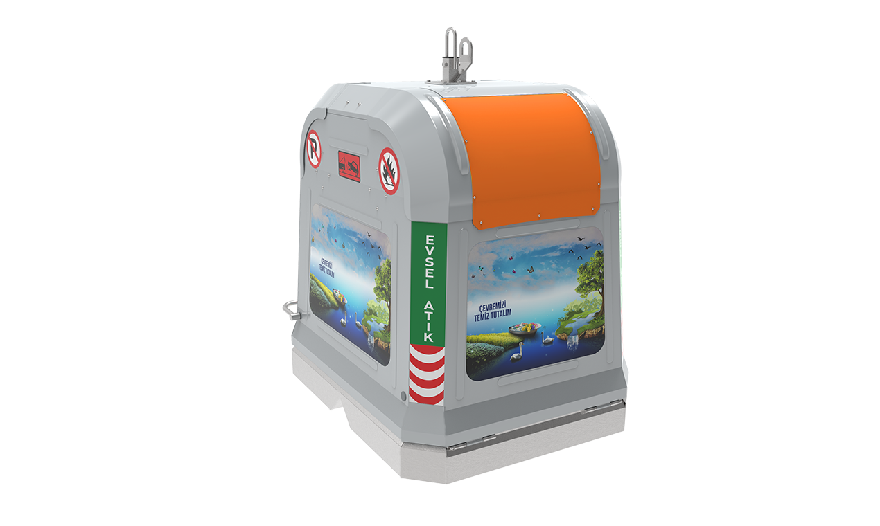 2500 litre kancalı yerüstü Çöp konteyner sistemi